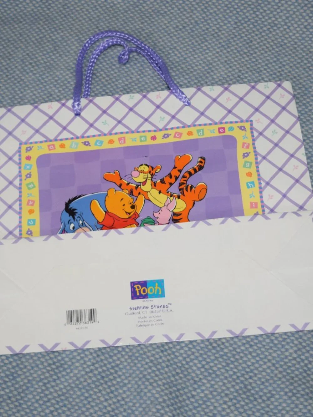 Vtg Winnie The Pooh Stepping Stones Tigger Eeyore Piglet Gift Paper Bag Tote 90s